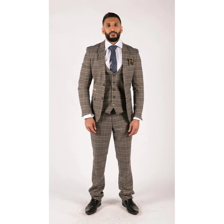 Marc Darcy - 3 Piece Brown Tweed Suit