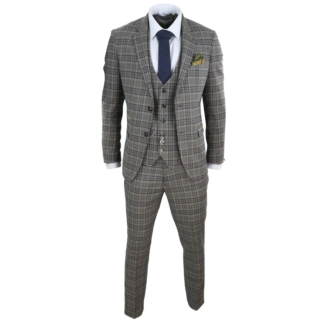 Marc Darcy - 3 Piece Brown Tweed Suit