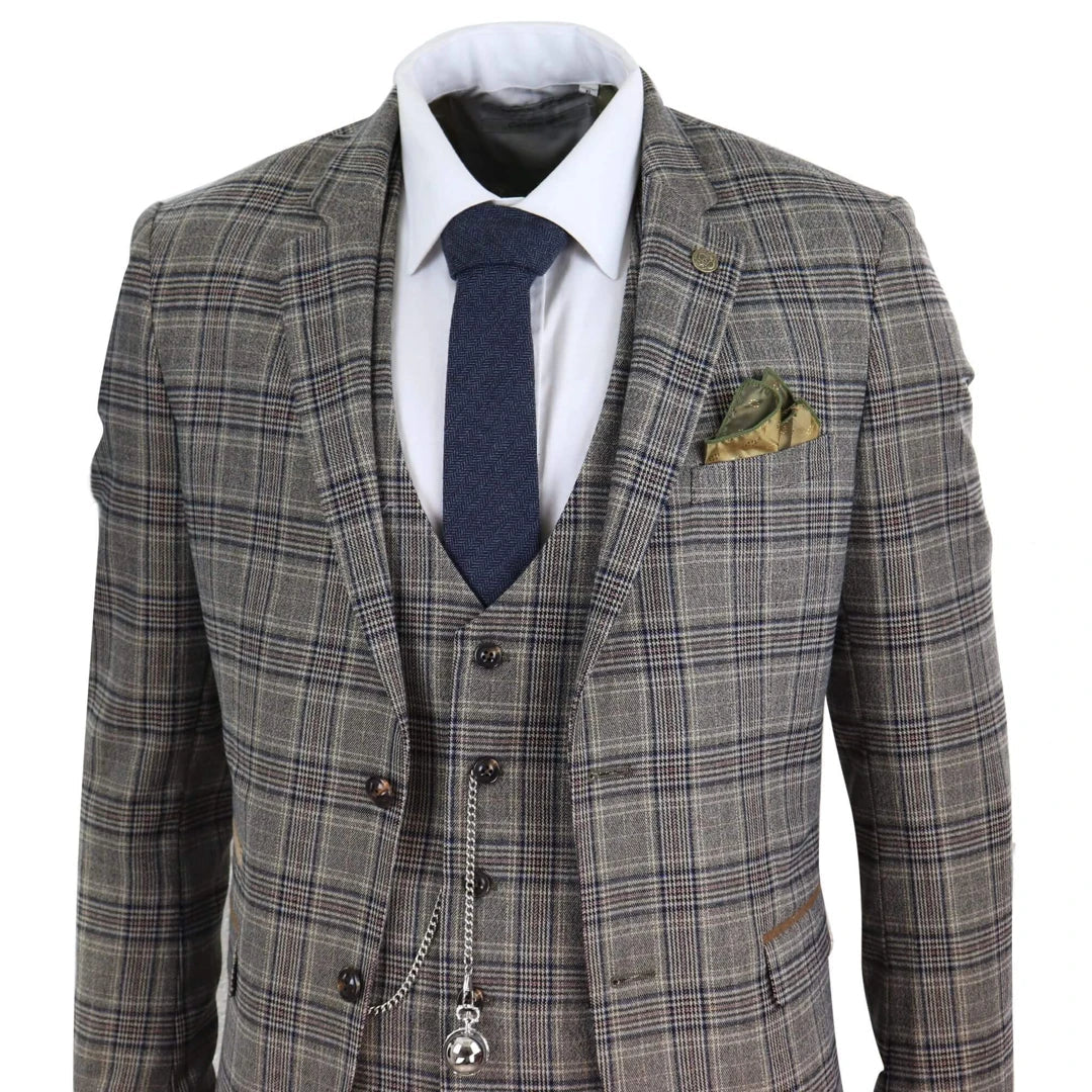 Marc Darcy - 3 Piece Brown Tweed Suit