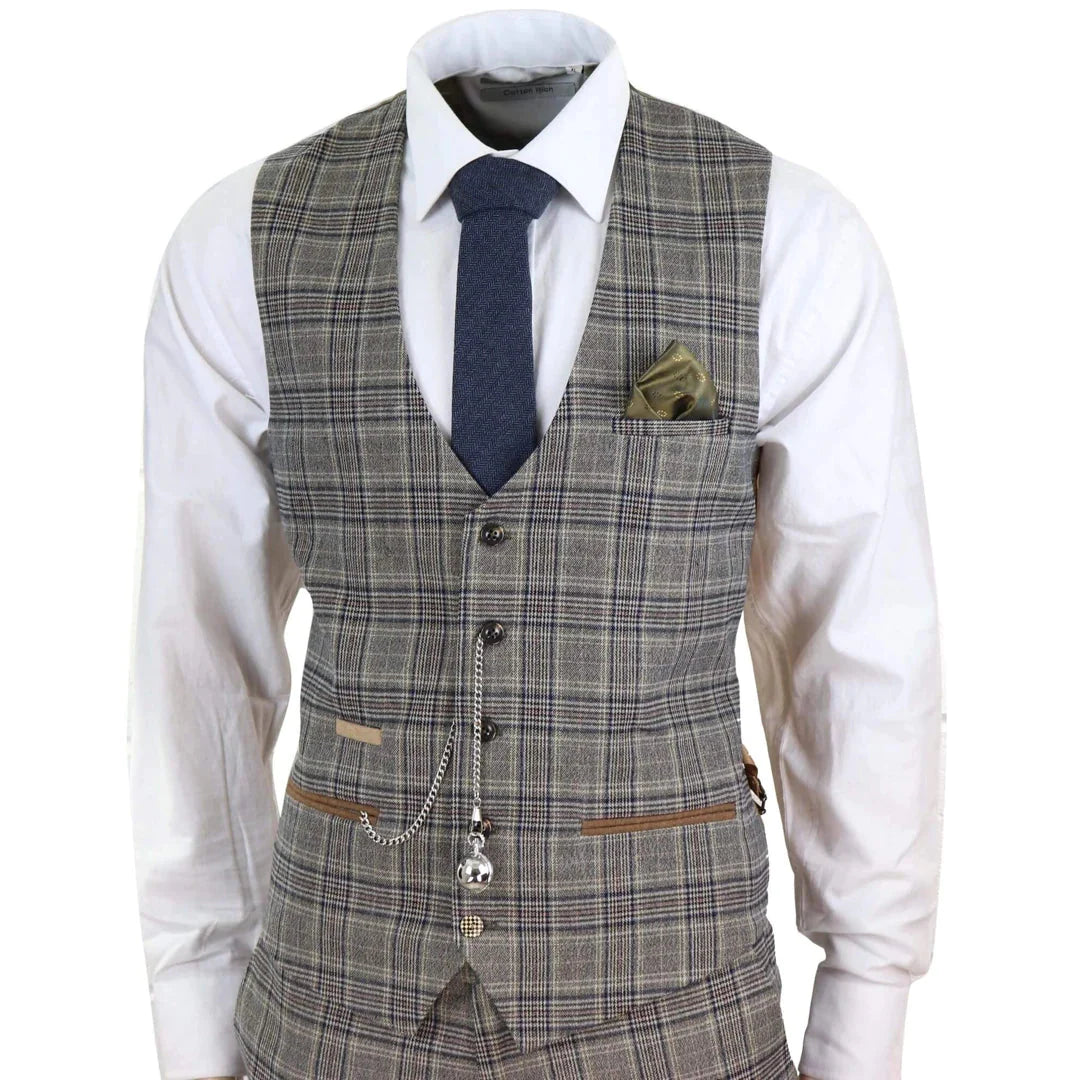 Marc Darcy - 3 Piece Brown Tweed Suit