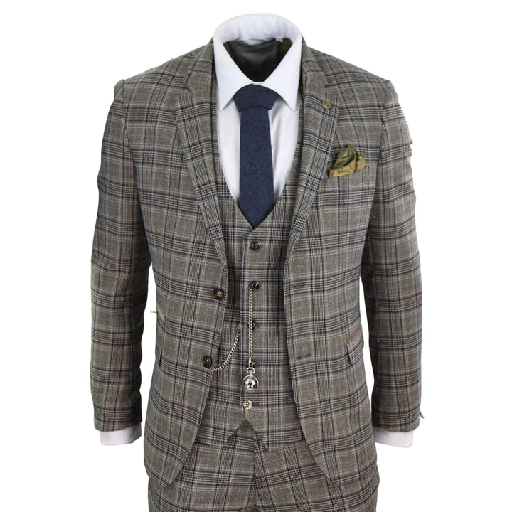 Marc Darcy - 3 Piece Brown Tweed Suit