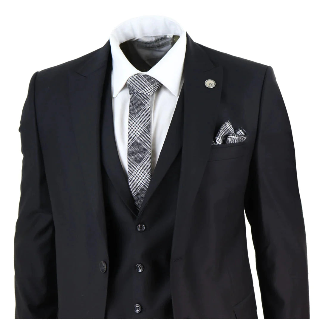 Mens Classic Black 3 Piece Suit