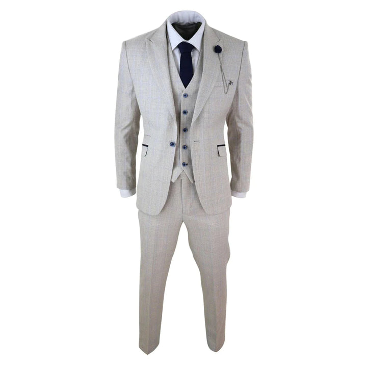 Cavani - 3 Piece Cream Wedding Suit