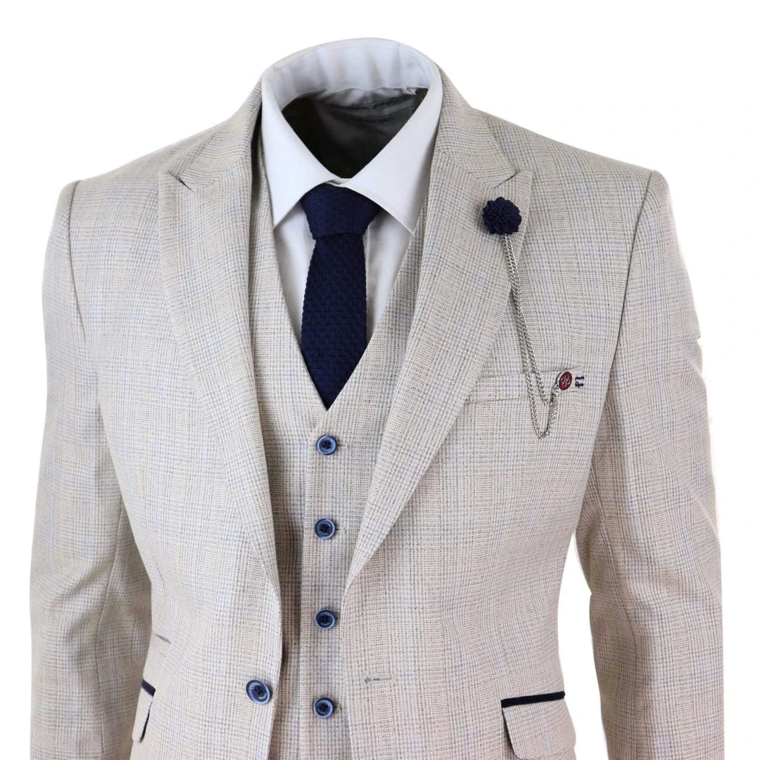 Cavani - 3 Piece Cream Wedding Suit