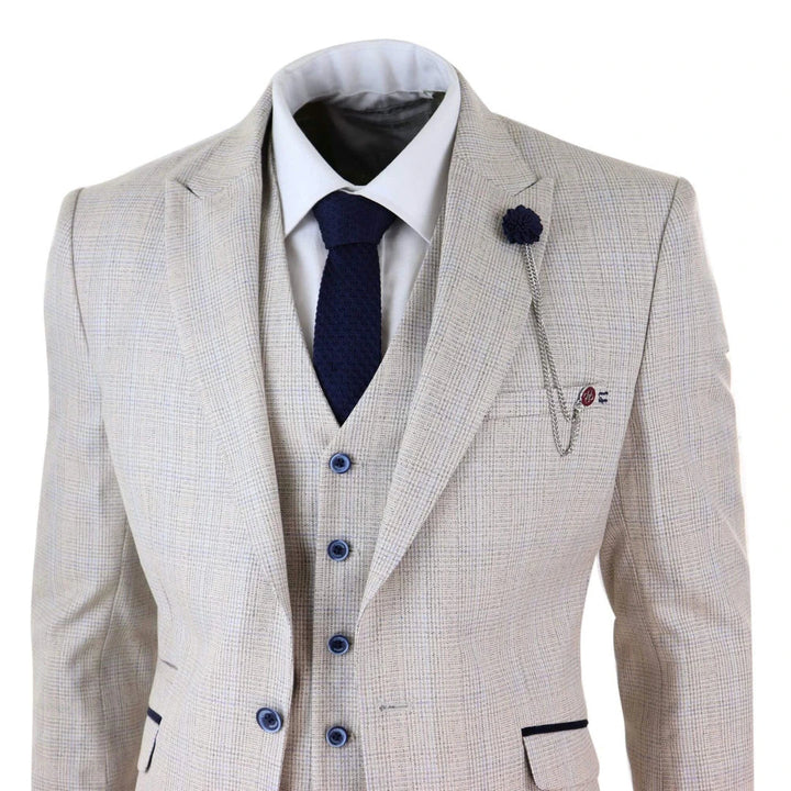 Cavani - 3 Piece Cream Wedding Suit