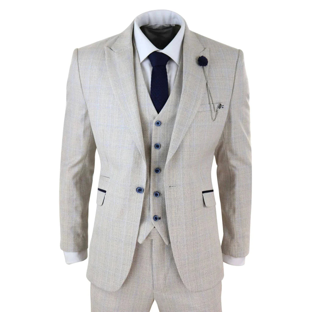 Cavani - 3 Piece Cream Wedding Suit