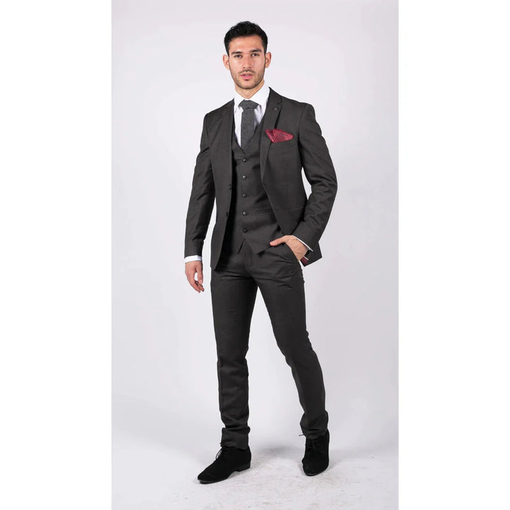 Mens Dark Grey Charcoal 3 Piece Suit Classic Stitch Wedding Summer Prom Classic