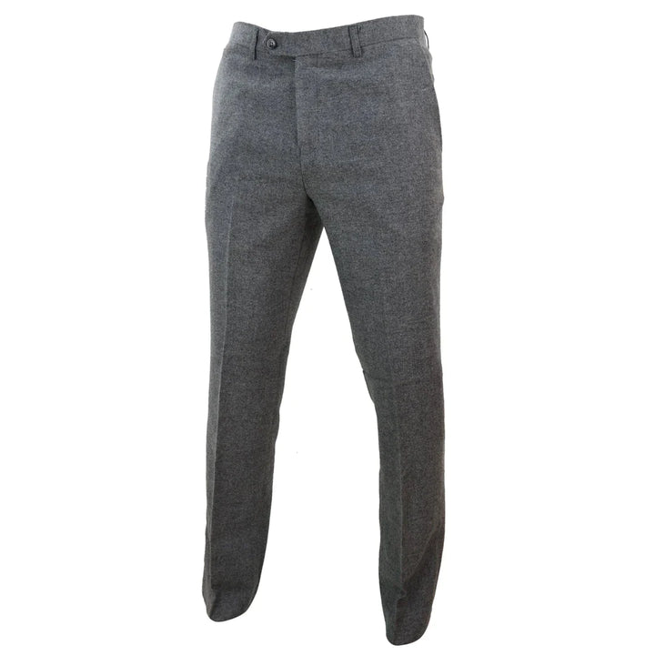 Mens Dark Grey Herringbone Tweed Trousers