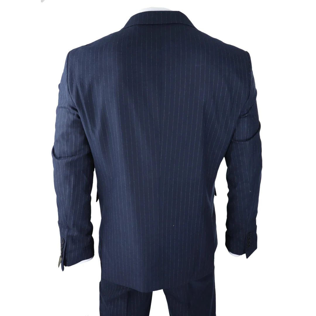 Mens Double Breasted Suit Navy Pinstripe 1920s Mafia Gangster Blinders Wedding