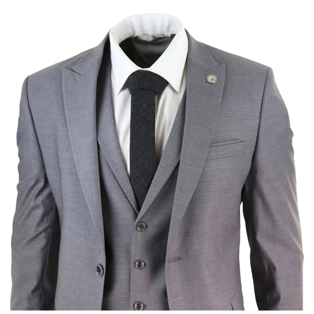 Mens Grey 3 Piece Suit