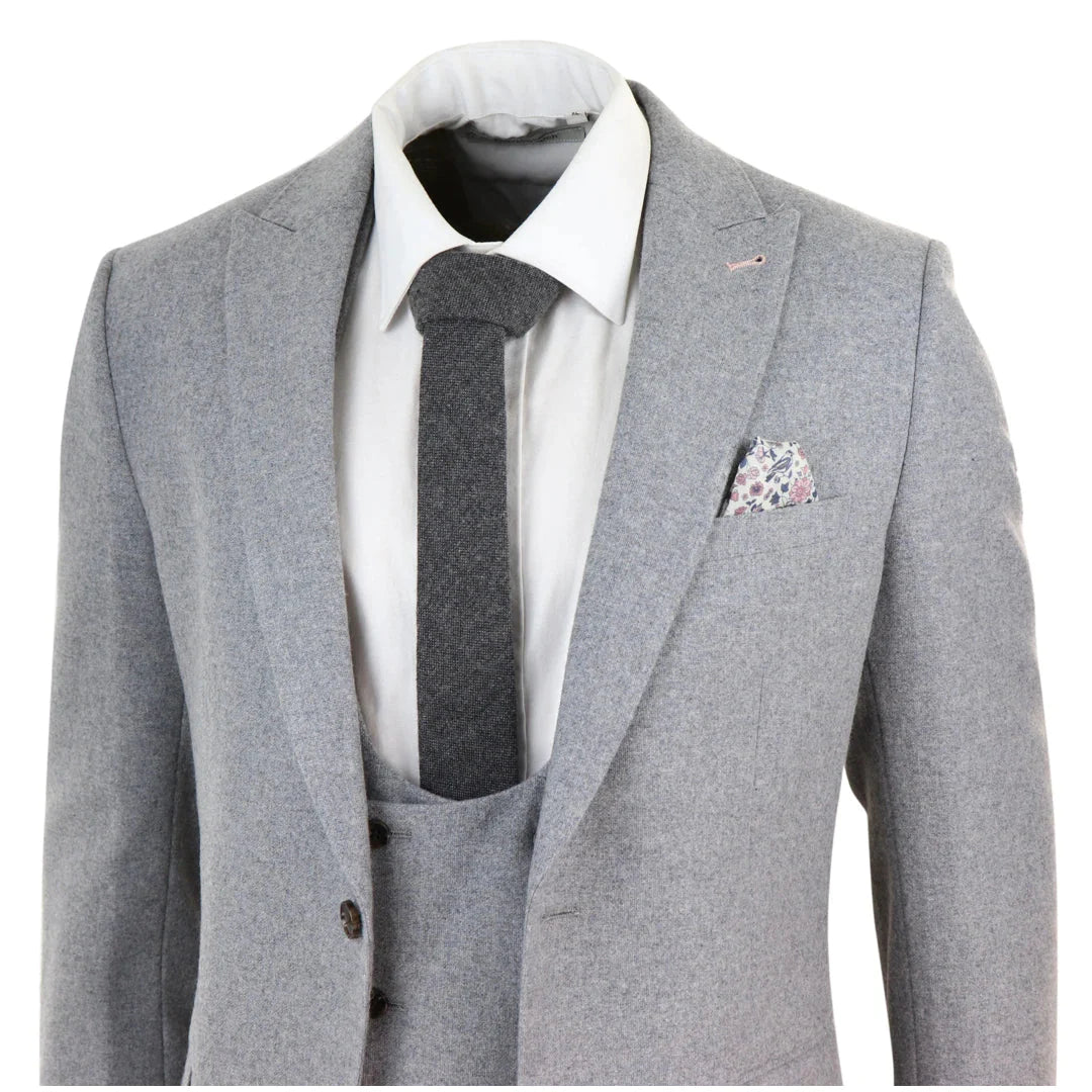 Harry Brown - Grey 3 Piece Wool Suit