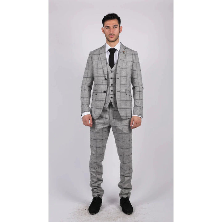 Cavani - 3 Piece Ghost Grey Tweed Suit