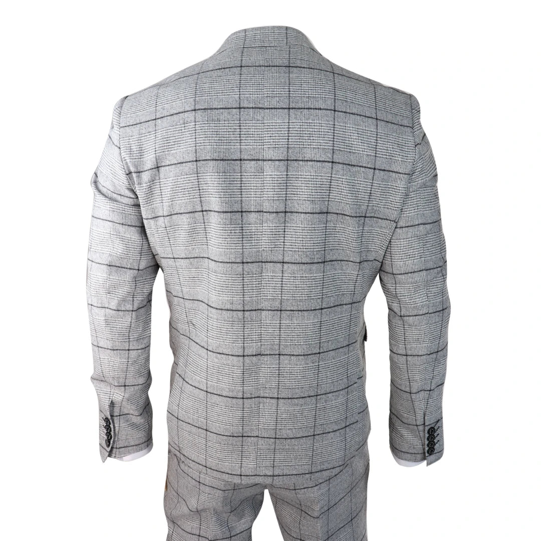 Cavani - 3 Piece Ghost Grey Tweed Suit