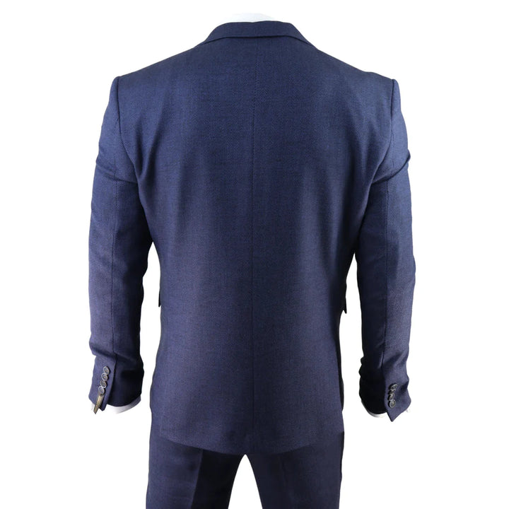 Mens Herringbone Tweed 3 Piece Suit Blue Classic Vintage Tailored Wedding Blinders