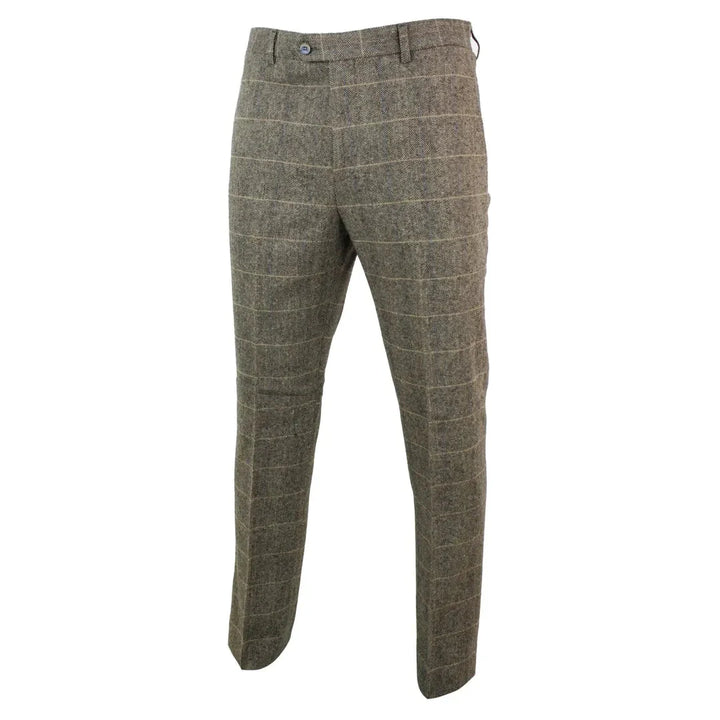 Mens Herringbone Tweed Check Trousers - Cavani Albert