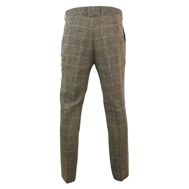 Mens Herringbone Tweed Check Trousers - Cavani Albert