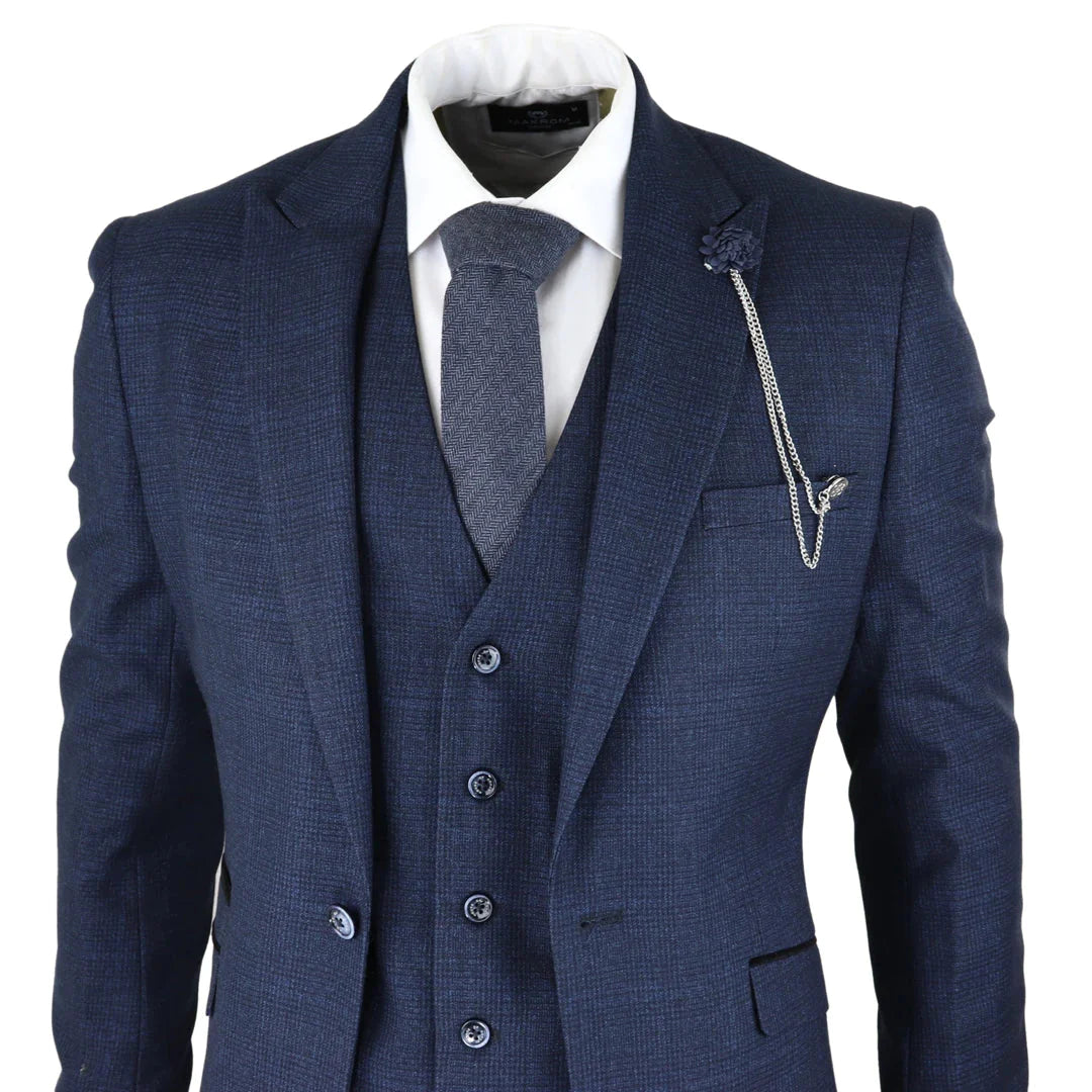 Cavani -  1920's Inspired 3 Piece Navy Blue Vintage Suit