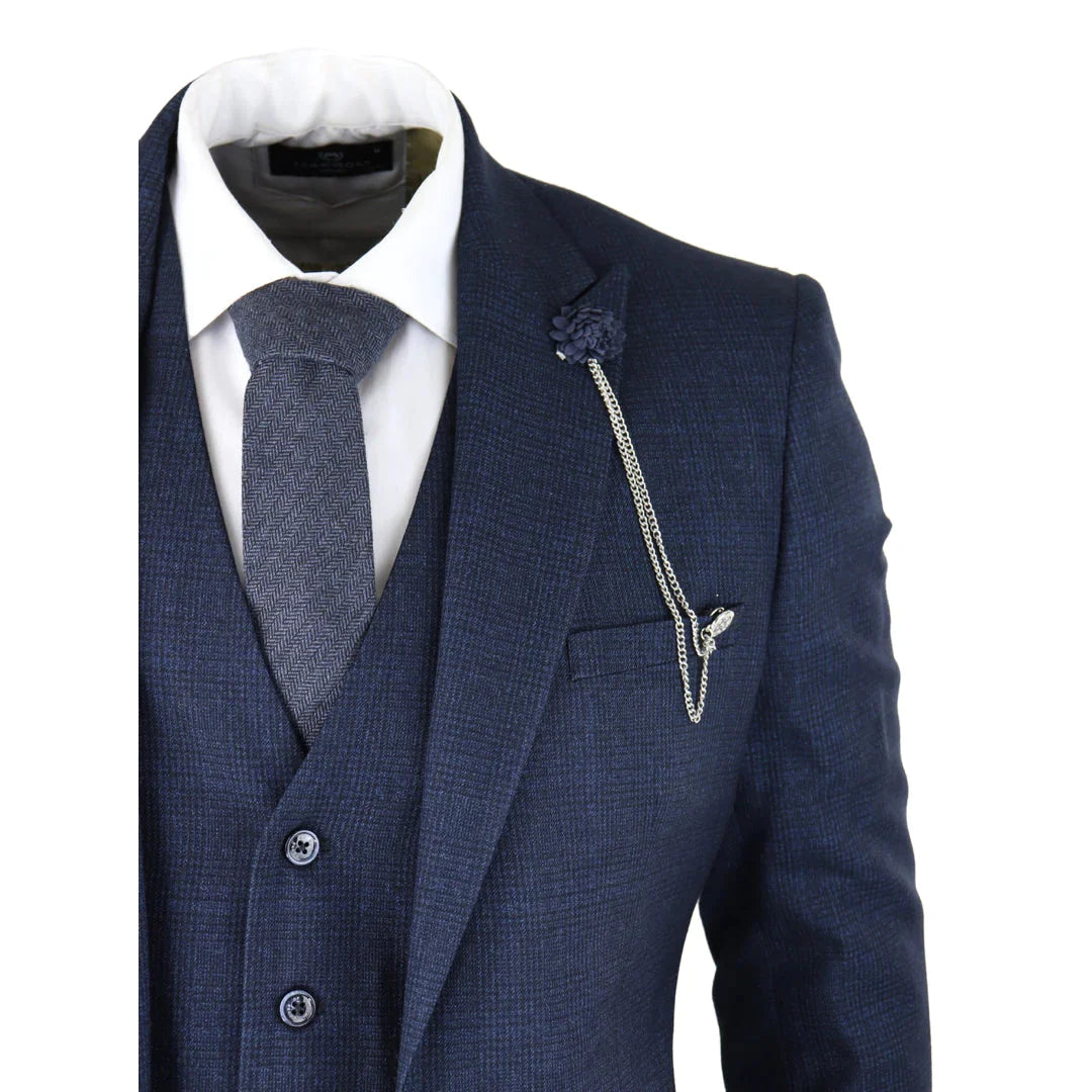 Cavani -  1920's Inspired 3 Piece Navy Blue Vintage Suit