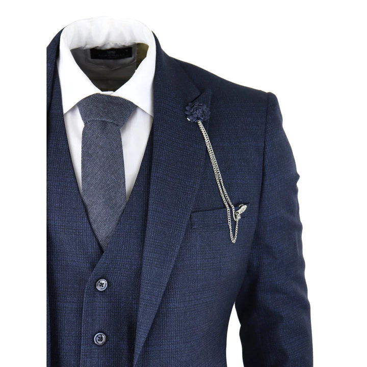 Cavani -  1920's Inspired 3 Piece Navy Blue Vintage Suit
