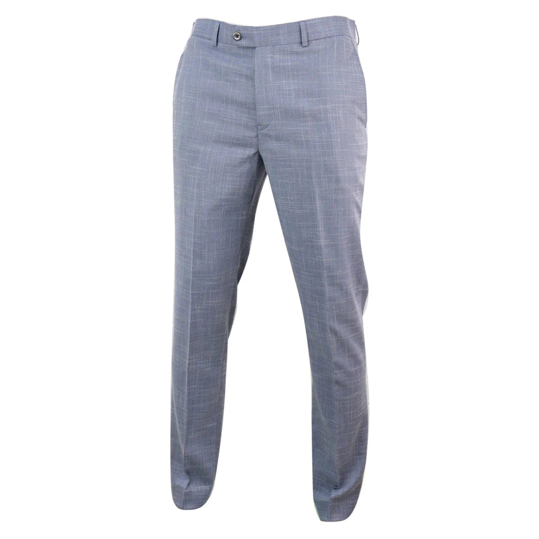 Mens Light Blue Crosshatch Trousers - Cavani Colt