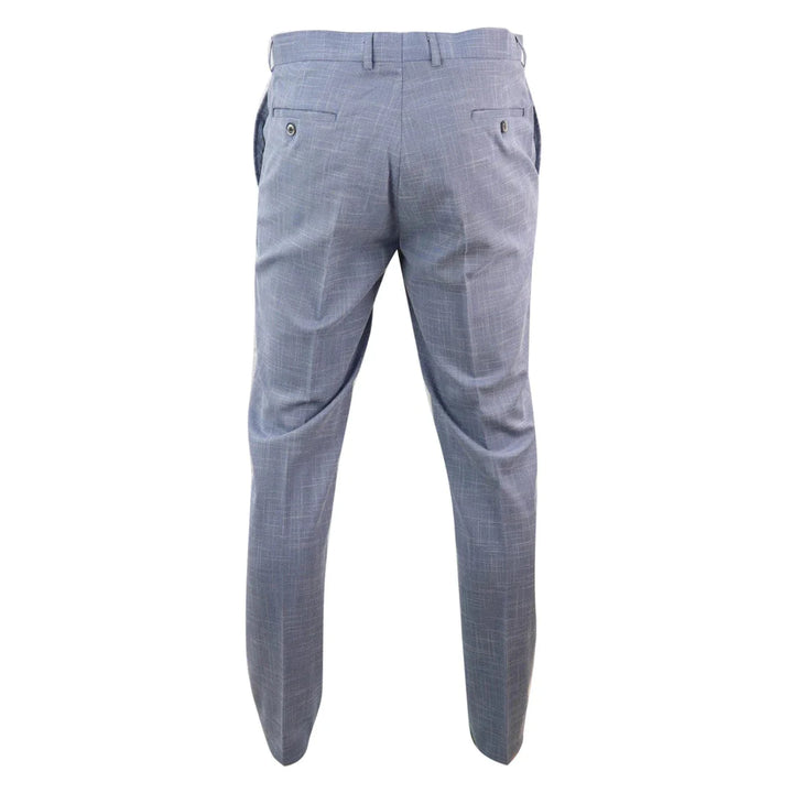 Mens Light Blue Crosshatch Trousers - Cavani Colt