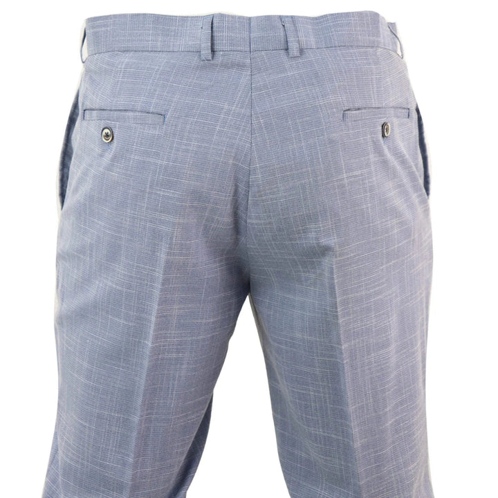 Mens Light Blue Crosshatch Trousers - Cavani Colt