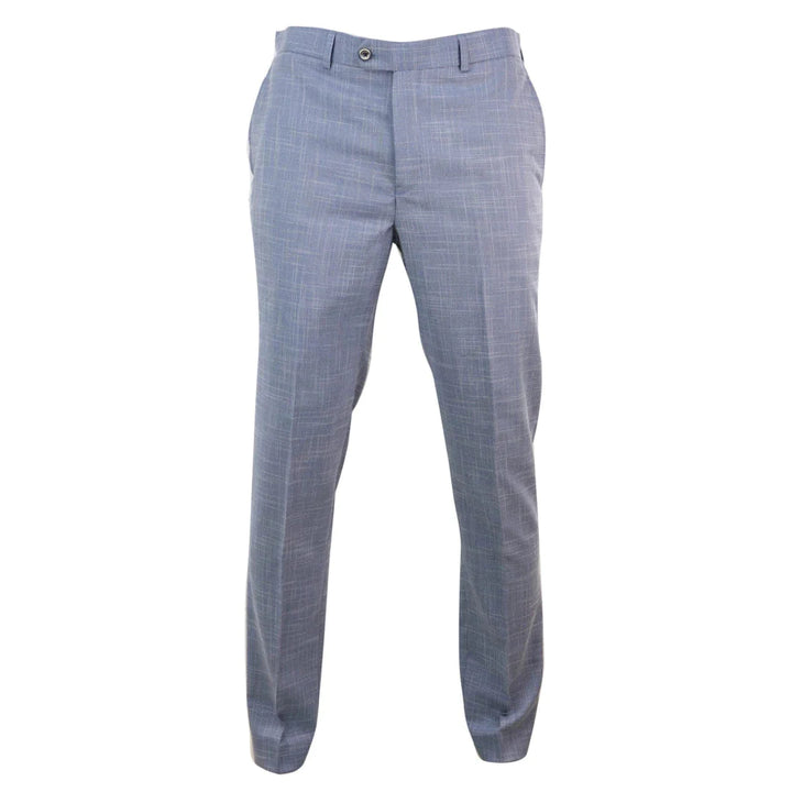 Mens Light Blue Crosshatch Trousers - Cavani Colt