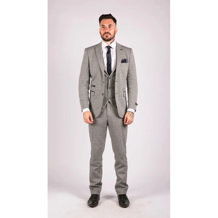 Tru Clothing - 3 Piece Light Grey Tweed Suit