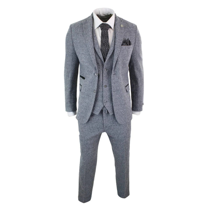 Tru Clothing - 3 Piece Light Grey Tweed Suit