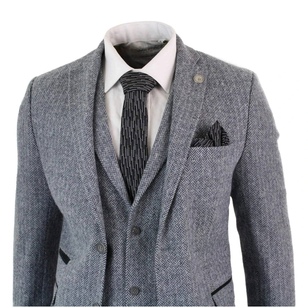 Tru Clothing - 3 Piece Light Grey Tweed Suit