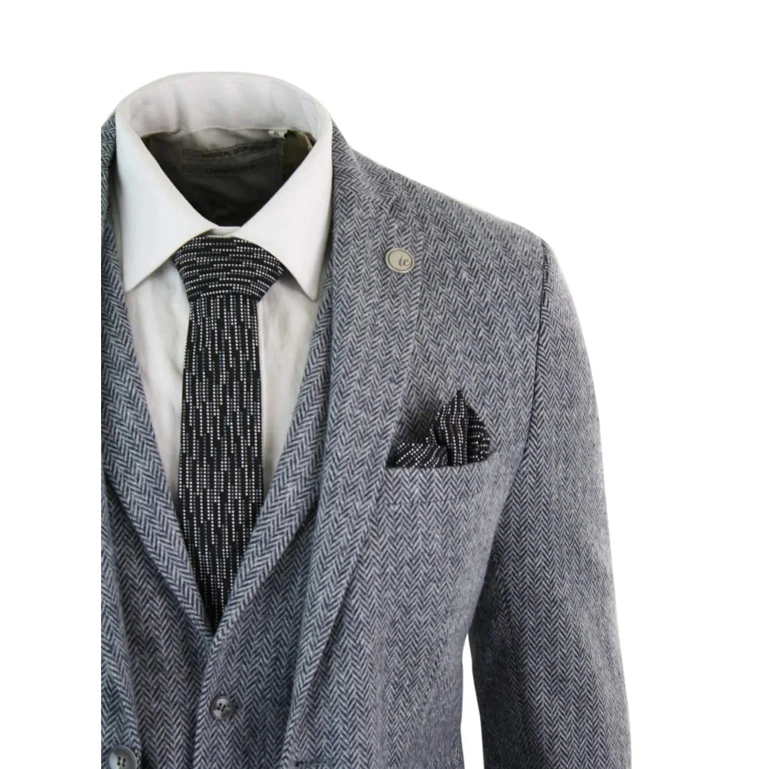 Tru Clothing - 3 Piece Light Grey Tweed Suit