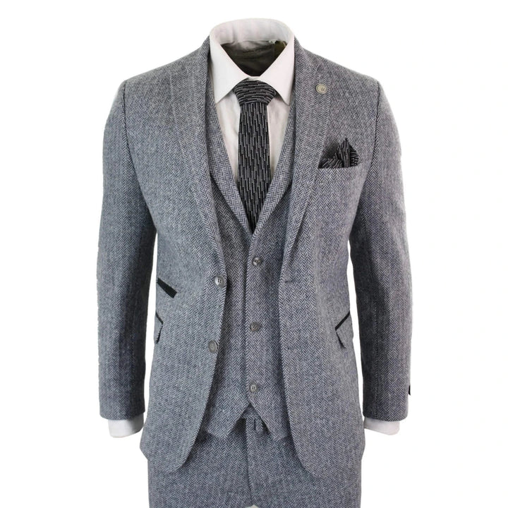 Tru Clothing - 3 Piece Light Grey Tweed Suit