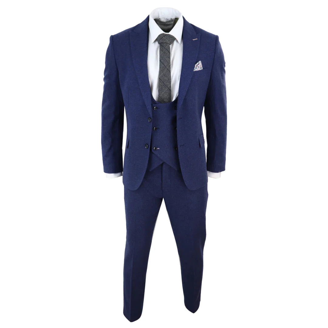 Navy-Blue 3 Piece Wool Suit