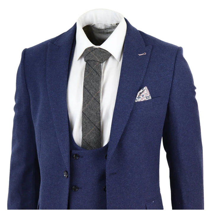 Navy-Blue 3 Piece Wool Suit