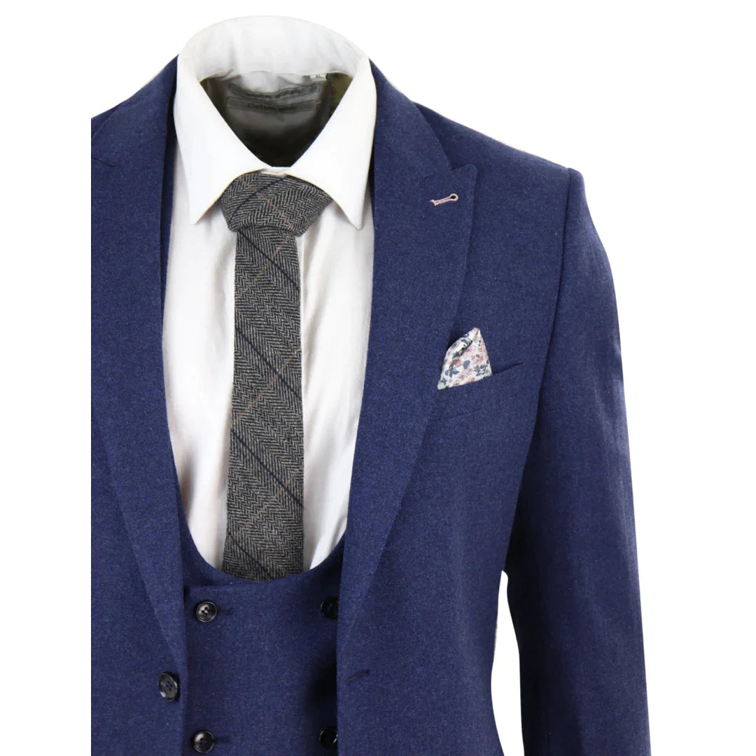 Navy-Blue 3 Piece Wool Suit