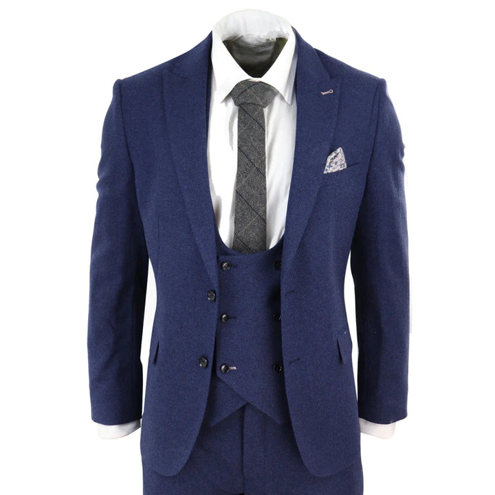 Navy-Blue 3 Piece Wool Suit