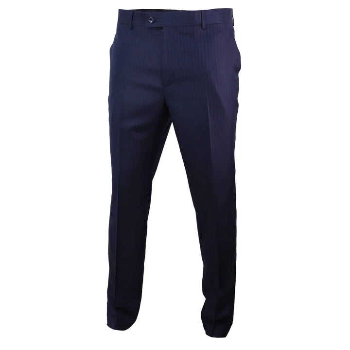 Mens Navy-Blue Pinstripe Trousers