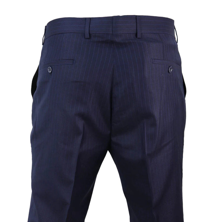 Mens Navy-Blue Pinstripe Trousers