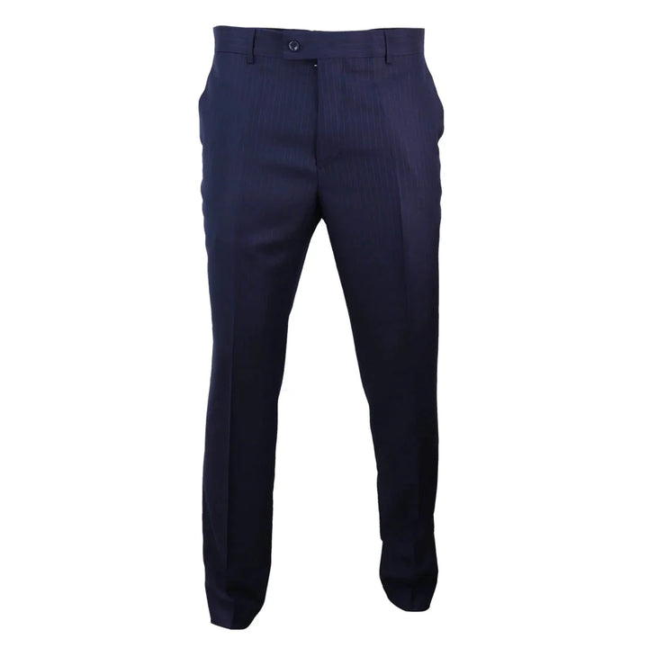 Mens Navy-Blue Pinstripe Trousers