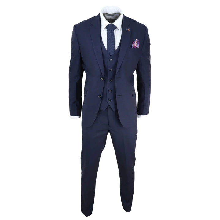 Cavani - 3 Piece Classic Navy Blue Tailored Fit Suit