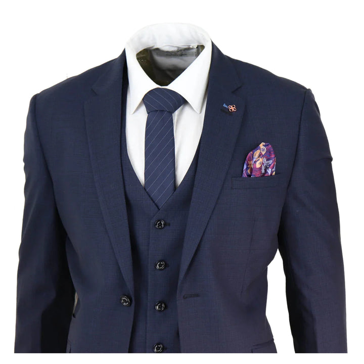 Cavani - 3 Piece Classic Navy Blue Tailored Fit Suit