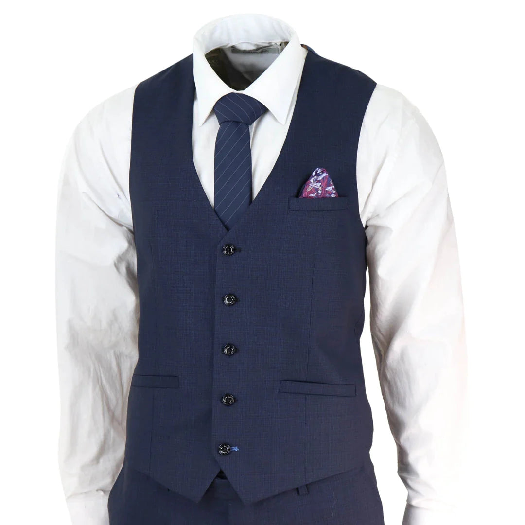 Cavani - 3 Piece Classic Navy Blue Tailored Fit Suit