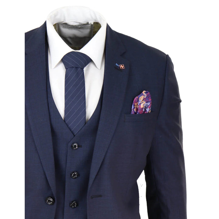 Cavani - 3 Piece Classic Navy Blue Tailored Fit Suit