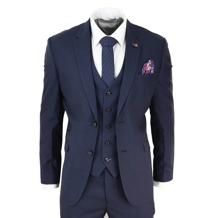 Cavani - 3 Piece Classic Navy Blue Tailored Fit Suit