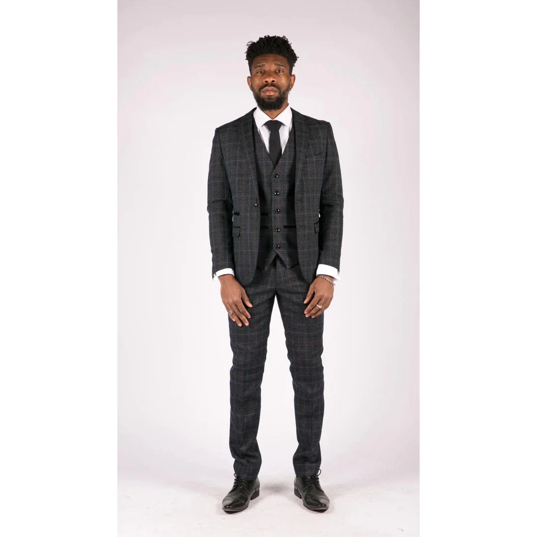 Navy-Blue Tweed Check Suit - Paul Andrew Harvey