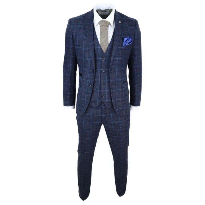 Navy-Blue Tweed Check Suit - Paul Andrew Harvey