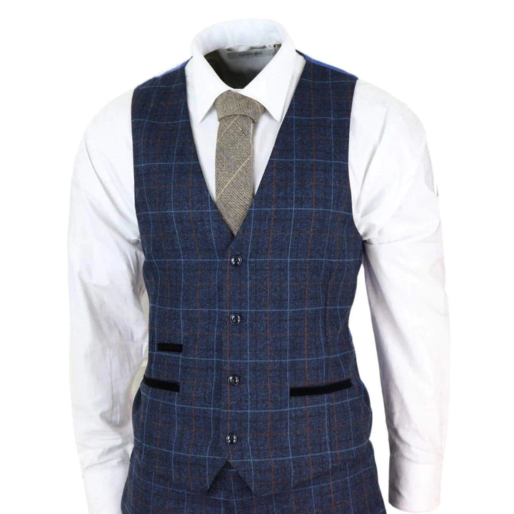 Navy-Blue Tweed Check Suit - Paul Andrew Harvey