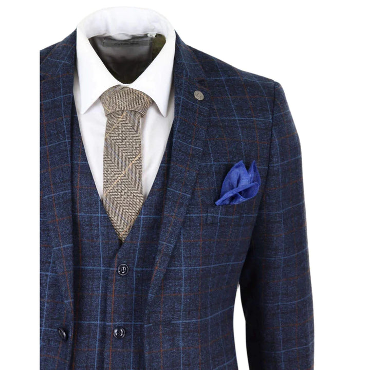 Navy-Blue Tweed Check Suit - Paul Andrew Harvey