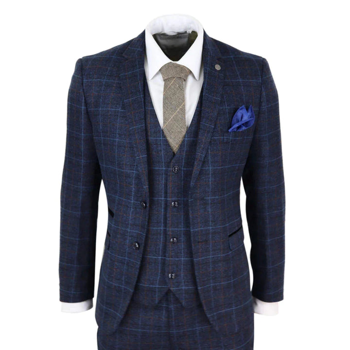 Navy-Blue Tweed Check Suit - Paul Andrew Harvey