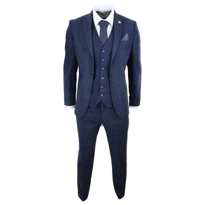 Mens Navy-Blue Wool Suit